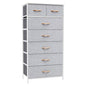 Crestlive Products Vertical Dresser Storage Tower - Sturdy Steel Frame, Wood Top, Easy Pull Fabric Bins, Wood Handles - Organizer Unit for Bedroom, Hallway, Entryway, Closets - 7 Drawers (Light Gray) - color: Light Gray, style: 7 Drawers
