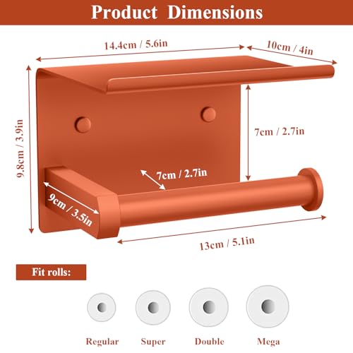 Toilet Paper Holder with Shelf Wall Mounted Toilet Paper Roll Dispenser | Heavy Duty Stainless Steel Crimson - color: N-crimson