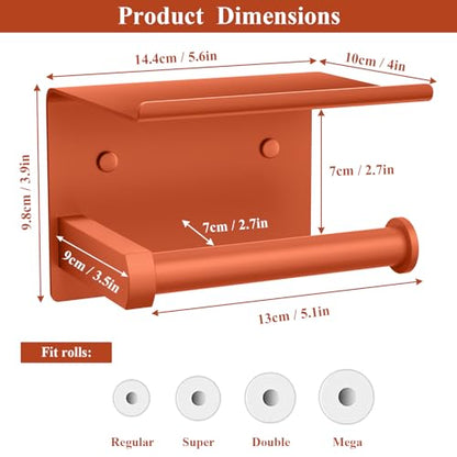 Toilet Paper Holder with Shelf Wall Mounted Toilet Paper Roll Dispenser | Heavy Duty Stainless Steel Crimson - color: N-crimson
