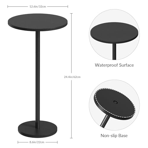 Round Small Side Table Set of 2, Drink Tables for Small Spaces Pedestal Side Table Black for Sofa, Circle End Tables for Living Room, Bedroom and Balconty - color: Black 2 Pack