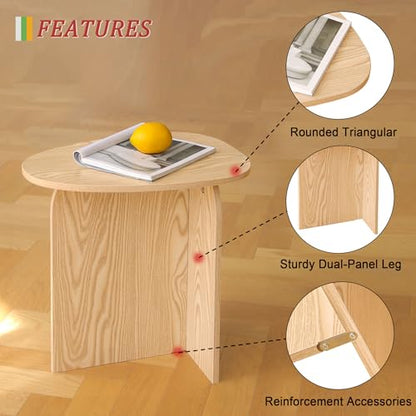 AWASEN Small Side Table, Mini End Table Living Room, Natural | Modern Accent Table with Unique Tabletop, Short Bedside Table for Small Spaces - color: Natural