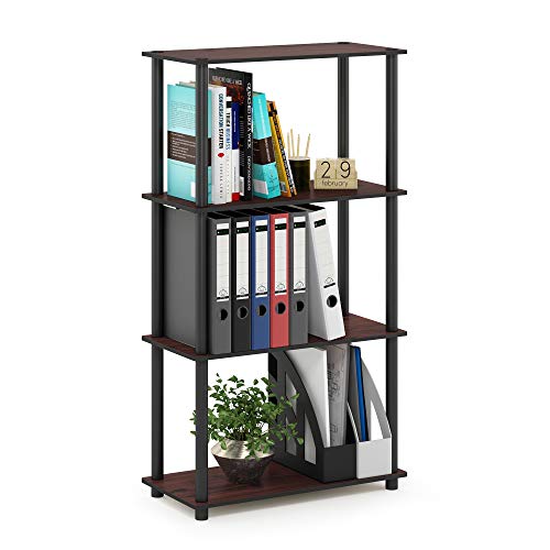 Furinno Turn-N-Tube 4-Tier Multipurpose Shelf Display Rack, Round Tubes, Dark Cherry/Black - color: Dark Cherry/Black, size: 4-Tier Round Tube