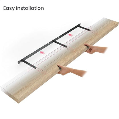 Ballucci Floating Shelves, 55" Wood Wall Shelf Set of 2, with Invisible Brackets for Bathroom, Living Room, Bedroom, Kitchen, Nursery, 6" Deep, Oak - color: Natural Oak, size: 55.1 inches