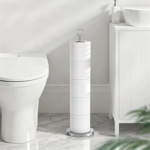 Toilet Paper Holder Stand(with Reserve Function), Free-Standing Spare Rolls Storage Holder, Stainless Steel, Chrome - color: Chrome