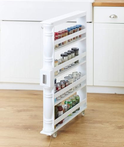 Slim Rolling Can and Spice Racks - White - color: White