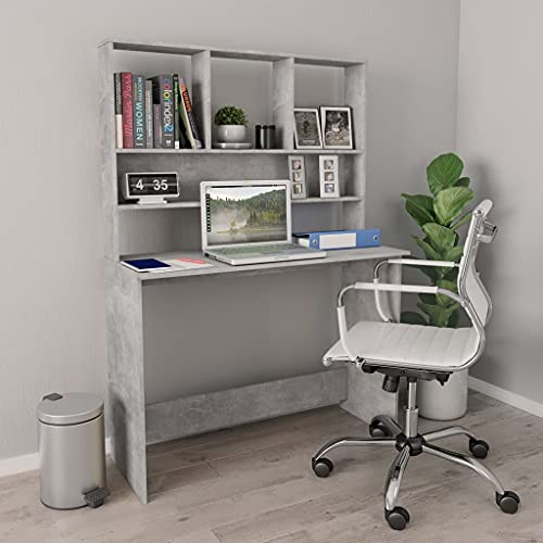 Compact Computer Desk with 3 Shelves, Engineered Wood Rectangular Desk in Grey Finish for Home Office Workspace, Modern Study with Ample Storage and Space-Saving Design - color: Grey-a, size: Compact