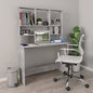 Compact Computer Desk with Storage Shelves, Modern Engineered Wood Writing Table for Small Spaces, Home Office Workstation, Concrete Grey - color: Concrete Gray