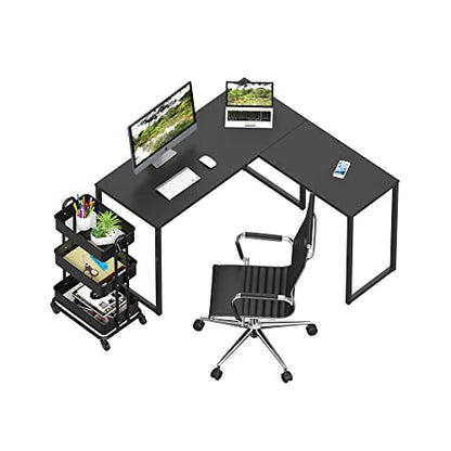 SHW Mission 48 x 48 Inches L-Shape Home Office Computer Desk, Black - color: Black, size: 48-Inch L-Shaped