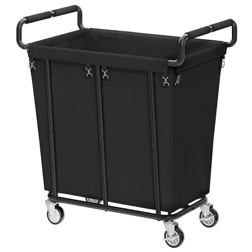 Gewudraw Medium Laundry Hamper with Wheels, 250L, Black | Rolling Laundry Basket, Heavy Duty Rolling Laundry Cart with Handle, Steel Frame, Waterproof Liner, 66 Gallons - color: Black, size: 1-Section-250L