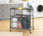 Whitmor Triple Laundry Sorter with Ironing & Folding Table - Rolling Laundry Sorter with Ironing Table - Gunmetal - size: 3 Section lroning Board，Black