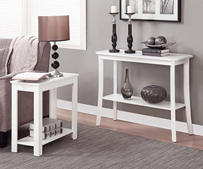 Convenience Concepts Designs2Go Baja Chairside End Table 23.75"- Modern Living Room Table with Storage Shelf, Transitional Bedside Table, White - color: White