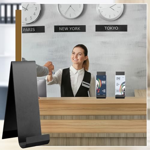 Yaocom 4 Pcs Metal Fancy Brochure Holder Display Flyer Brochure Holder Stand Table Vertical Countertop Literature Organizer for Booklets Pamphlet Magazine Menu Journals(Black) - color: Black