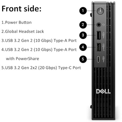 Dell Pro Micro Plus Desktop AI PC, Mini Bussiness Computer 14-Core Intel Ultra 5 235T up to 5.0GHz, 13 Tops NPU, 64GB DDR5 RAM, 1TB PCIe SSD, Wi-Fi 6 Bluetooth, Supports 4 Monitors, Windows 11 Pro