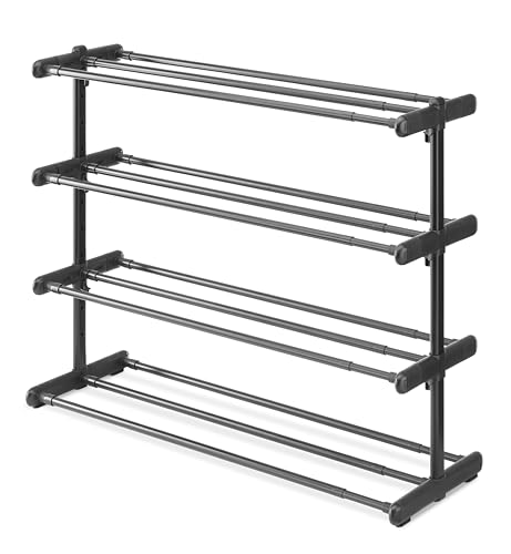 Whitmor 4 Tier Adjustable Shoe Rack - Organizer for 24 Pairs, Easy Assembly, Entryway - color: 4-tier,black