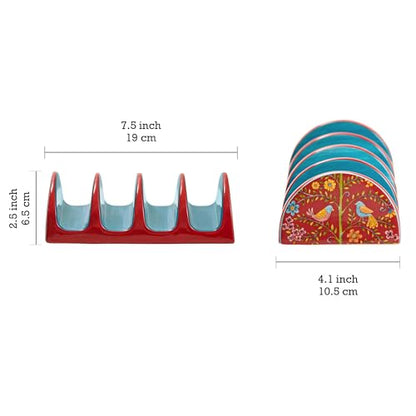 Bico Red Spring Bird Ceramic Taco Holder, Taco Stand Rack Tray, Microwave and Dishwasher Safe - color: Red Spring Bird