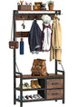 Lulive Hall Tree with Bench and Shoe Storage, 31.5” Coat Rack Freestanding | Rustic Brown, 5 in 1 Intelligent Design, 17 Hooks, 2 Drawers, Handy Clothes Rail - color: Rustic Brown, size: 11.8"D x 31.5"W x 70.9"H