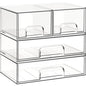 Criusia Stackable Storage Drawers, 4 Pack Clear Plastic Makeup & Bathroom Organizer, Versatile Storage Bins for Vanity, Under Sink, Kitchen Cabinets & Pantry - size: 4 PACK