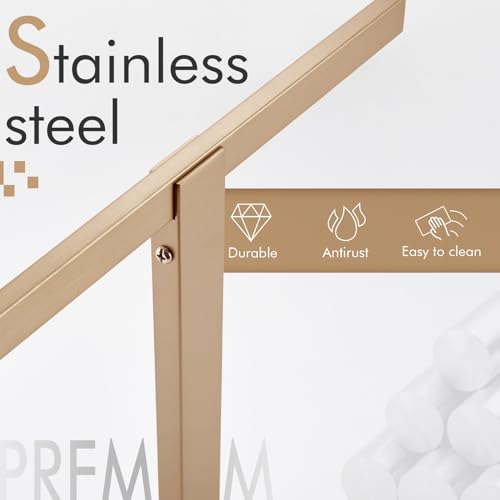 KOKOSIRI Hand Towel Holder Stand Towel Rack with Marble Base for Bathroom Kitchen Vanity Countertop, Champagne Bronze Stainless Steel 15.7'' Height THS0002-SM-CPG - color: Champagne Bronze, size: 1-Bar