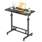 Furist Small Standing Desk Adjustable Height 32 Inch Mobile Sit Stand up Desk Portable Rolling with Wheels Standing for Walking pad Treadmill Black - color: Black Wood Grain
