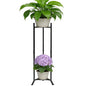 2 Tier Plant Stand Indoor Outdoor, Tall Metal Adjustable Plant Holder for Patio Living Room Balcony Garden, No Wobble Design (No Pots)
