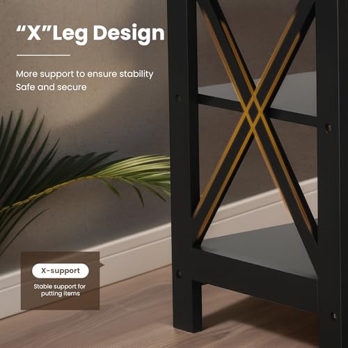 PHI VILLA Black End Table, Side Table for Living Room Set of 2, Nightstand/Bedside Table - color: Black 2