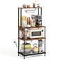 Superlele 4 Tier Baker's Rack with Charging Station, Kitchen Coffee Bar Table with Power Outlets & Paper Towel Holder, 23.6x13x49.2'' Industrial Standing Microwave Shelf for Small Spaces, Rustic Brown - color: Brown, size: 23.6x13x49.2''(with Power Outlet