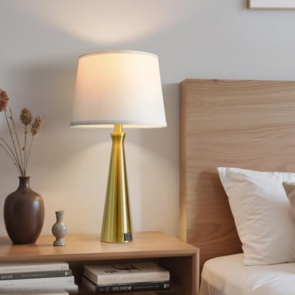 Seealle Modern Table Lamps Set of 2 - Touch Bedside Lamps for Nightstand with Dual USB C+A,3-Way Dimmable Gold Nightstand Lamps for Living Room Bedroom (Bulb Included) - color: G. Gold-White