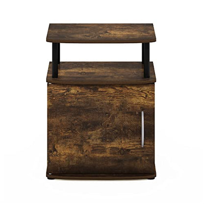 Furinno Jaya End Side Sofa Table/Nightstand with Door, Amber Pine/Black - color: Amber Pine/Black, size: 1-Pack