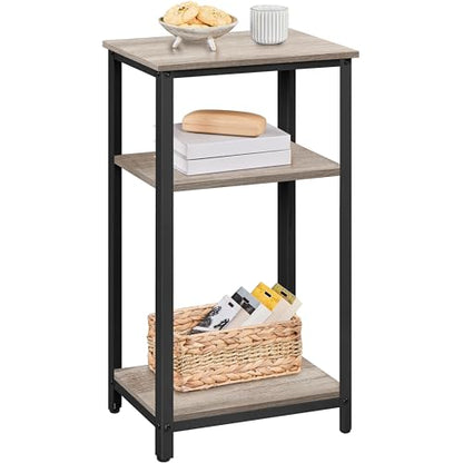 Yaheetech 30 in Tall End Table, 3-Tier with Strong Wooden Shelves, Small Side Table with Metal Frame for Living Room Office, Small Places, Gray - color: Grey