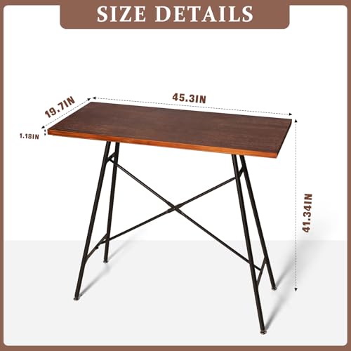 LOKKHAN Modern Industrial Table - 45.3” L x 41.34” H - Rectangular Desk for Home Office, Dining, Side Table - Writing Desk with Cross Bracing - Compact Multipurpose Study, Computer, Craft Workstation
