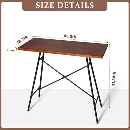 LOKKHAN Modern Industrial Table - 45.3” L x 41.34” H - Rectangular Desk for Home Office, Dining, Side Table - Writing Desk with Cross Bracing - Compact Multipurpose Study, Computer, Craft Workstation