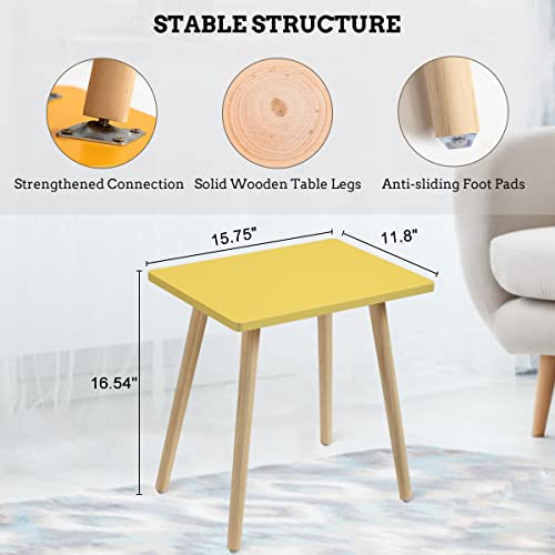 FORAOFUR Side Table, Small End Table Accent Living Room Bedroom Balcony Office, Modern Bedside Home Decor, Easy Assembly, (Yellow, 15.75D x 11.8W 16.54H in) | Yellow wood, modern rectangular, fits living/bedroom/balcony, compact, versatile, sturdy nightst