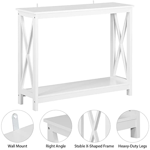 Nouva 2-Tier Narrow Console Sofa Side Table Wall Table for Hallway Foyer, White - color: White