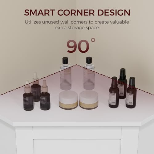 MAHANCRIS Bathroom Wall Cabinet, Corner Wall Mount Medicine Cabinet with Adjustable Shelf & Towel Bar, 3-Tier Over Toilet Storage Cabinets for Bathroom Laundry Room Kitchen, for Small Space, White