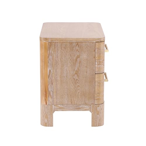 Christopher Knight Home Egbert Modern Nightstand with Drawers, Wooden Small Night Stand with Rounded Corners Design, Bedside Table/End Table for Bedroom, Multipurpose Storage Cabinet, Natural