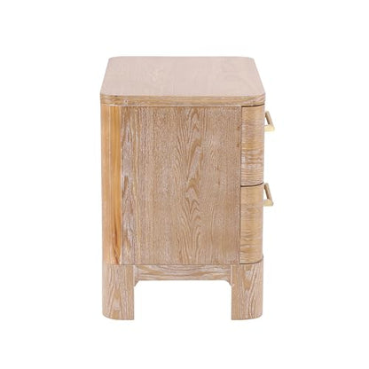 Christopher Knight Home Egbert Modern Nightstand with Drawers, Wooden Small Night Stand with Rounded Corners Design, Bedside Table/End Table for Bedroom, Multipurpose Storage Cabinet, Natural