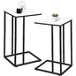 C Shaped Side Table Set of 2, Marble End Table for Sofa and Bed, Couch Table That Slide Under, Snack Side Table for Living Room, Bedroom or Small Spaces, White and Black - color: Black