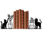 Metal Bookends Cat and Vase Book Ends for Shelves | Cat Bookends Decorative Unique Desk Bookend Black Non-Skid Book Stopper for Home Reading Bookshelf Decor Book Lovers Gift - style: Cat and Vase