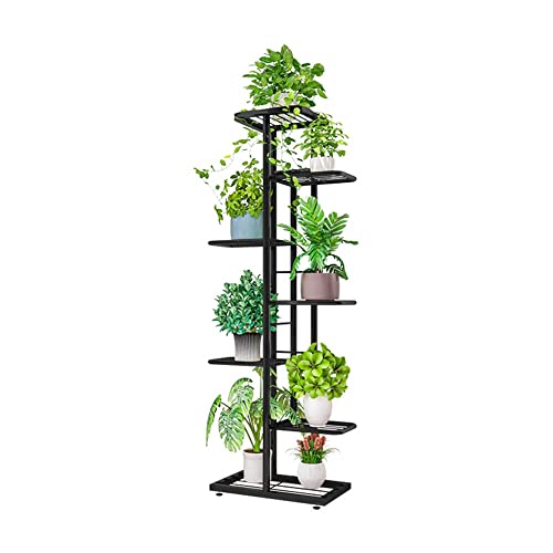 MTB Garden 7 Tier Metal Plant Stand for Indoor Outdoor Flower Pot Display Planter Shelf, Charcoal Grey - color: Dark Grey, size: 7 Tier