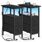 SONGMICS Side Table, Nightstand with Charging Station, End Table with LED Lighting, 2 Drawers, for Living Room, Bedroom, Set of 2, Ink Black, BELLAH Collection ULGS012B101 - color: Ink Black, size: 2 Pack (8.5"D x 18.1"W x 23.8"H)