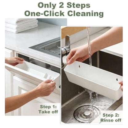 11" Tip Out Tray for Sink, Fits Cabinet Opening 13" Wide and Larger, Easy to Install and Clean, Sturdy Steel Hinges, Smooth Spring Mechanism, Maximize Space of the Unused False Drawer Front - size: 11" x 2.1" x 3.8"