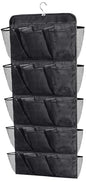 MISSLO 30 Large Pockets Dual Sided Hanging Shoe Rack for Closet Organizer with Rotating Hanger Hanging Shoe Shelves, Black - color: Jet black