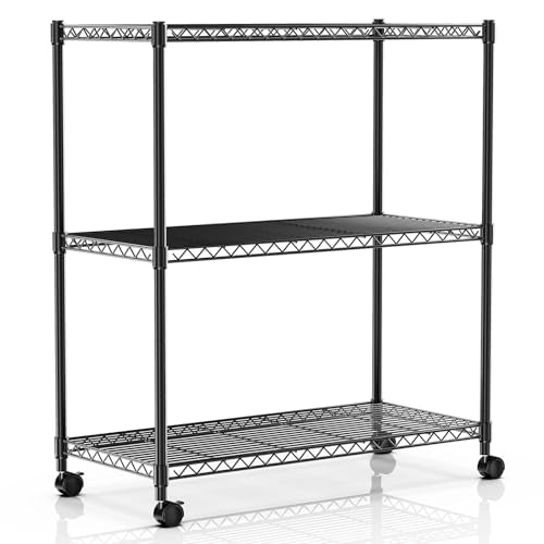 Simple Deluxe Heavy Duty 3-Tier Storage Shelves 750Lb Capacity, 24.02" D x 13.78" W x 29.92" H Shelving Unit for Pantry, Garage, Laundry and Kitchen, Black - color: Black, size: 3-Tier