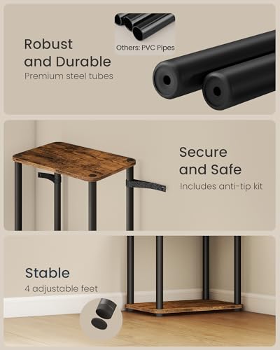 VASAGLE Superfast Toolless Assembly, 4-Tier Shelf for Living Room, Standing Shelf, Bookshelf, Bedroom, Kitchen, 9.4 x 15 x 41.3 Inches, Rustic Brown and Ink Black ULLS152K01 - color: Rustic Brown + Ink Black, size: 4 Tiers (15"W)
