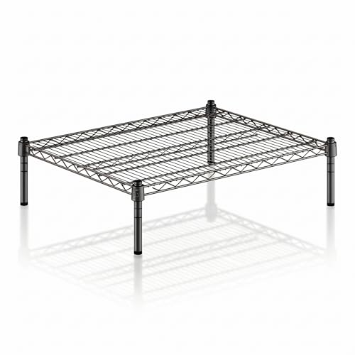 24" x 30" x 8" Black Epoxy Wire Storage Shelf, Dunnage Rack, Commercial 1 Tier Small Shelf - color: Black, size: 24"D x 30"W x 8"H
