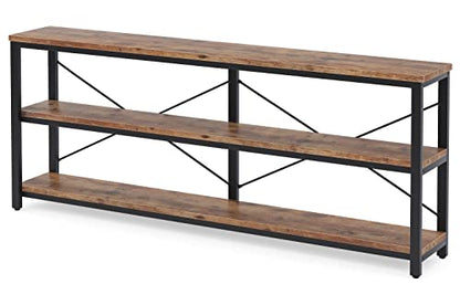 Tribesigns 71" Sofa Tables Extra Long Couch Table, Narrow Long Console Table, Entryway Table,Sofa Table with 3 Tiers Storage Shelves (Rustic Brown) - color: Rustic Brown