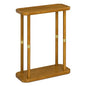 Solid Wood Narrow Side Table, 7.5-Inch Slim End Table for Small Spaces, Skinny Nightstand & Sofa Table with Storage Shelf for Living Room, Bedroom, Amber Brown - color: Amber Brown