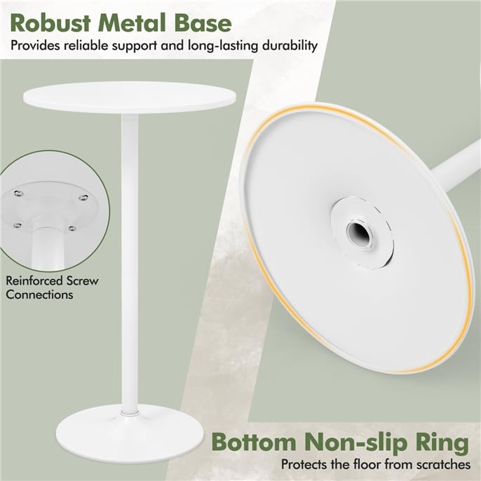 ERGOMASTER Cocktail Table,Two-in-one Modern Style Standing Circular Bar Table 40"/22" Two Convertible Height Suitable for Dining Room, Restaurant, Kitchen (2, White) - color: White, size: Diameter：23.99‘’