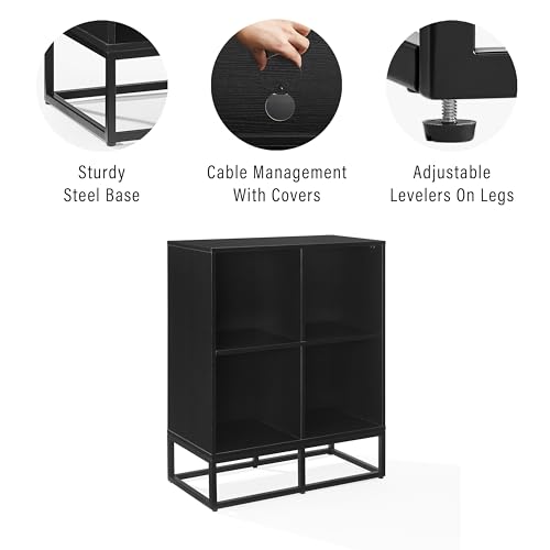 Crosley Furniture Enzo Record Storage Cube Bookcase, Vinyl Records Holder and Player Stand, Black