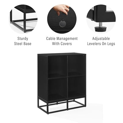 Crosley Furniture Enzo Record Storage Cube Bookcase, Vinyl Records Holder and Player Stand, Black